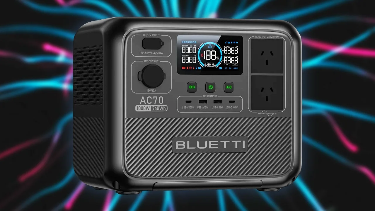 La Popular Estación de Energía Bluetti AC70 de 768Wh y 1,000W con Batería LiFePO4 y Garantía de 5 Años Baja a $200